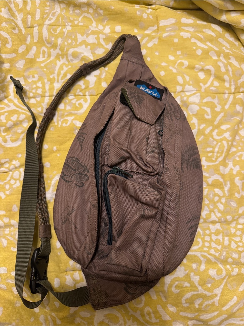 Kavu Brown Sling Pack with Mushroom Print
